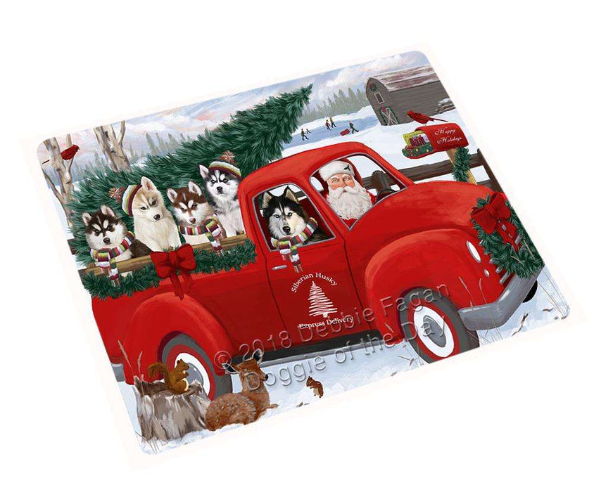Christmas Santa Express Delivery Siberian Huskies Dog Family Large Refrigerator / Dishwasher Magnet RMAG91326