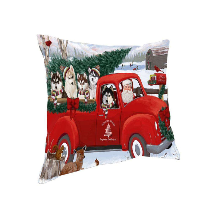 Christmas Santa Express Delivery Siberian Huskies Dog Family Pillow PIL76644