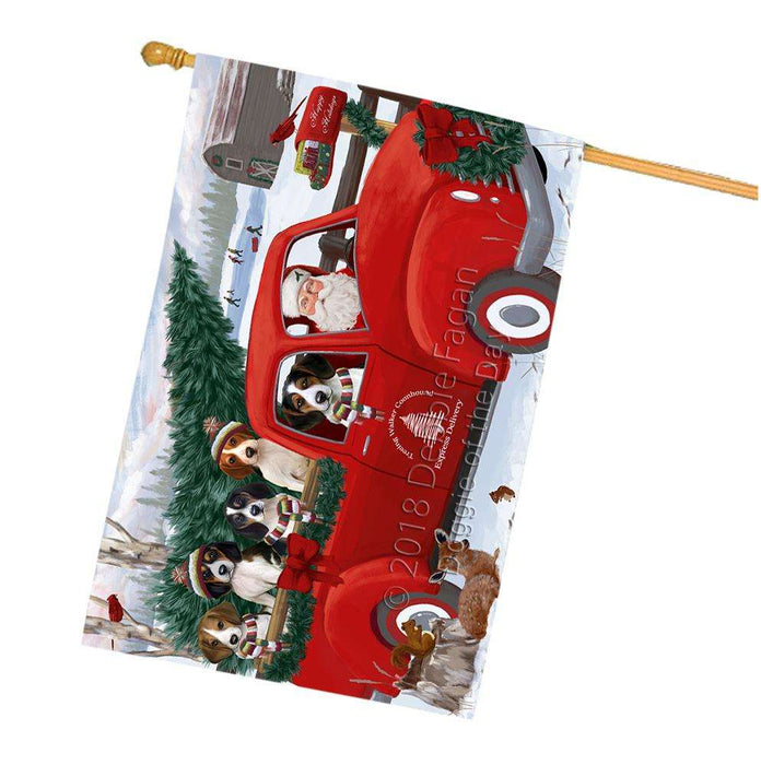 Christmas Santa Express Delivery Treeing Walker Coonhounds Dog Family House Flag FLG55275