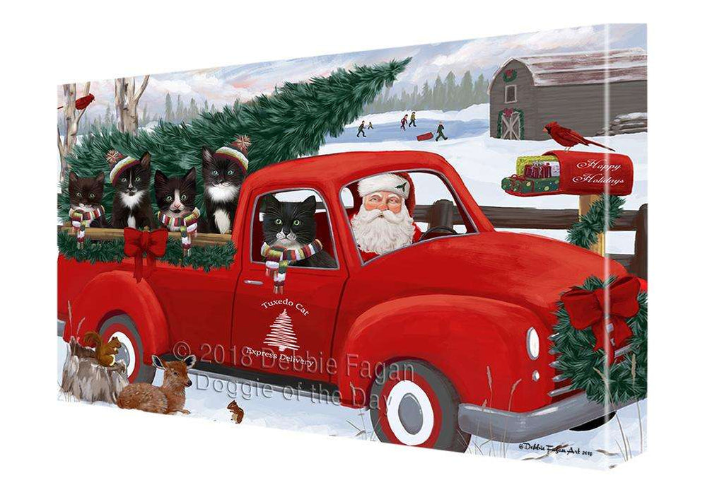 Christmas Santa Express Delivery Tuxedo Cats Family Canvas Print Wall Art Décor CVS113552
