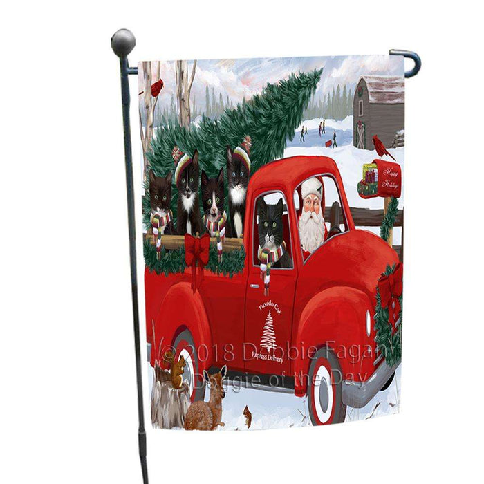 Christmas Santa Express Delivery Tuxedo Cats Family Garden Flag GFLG55140