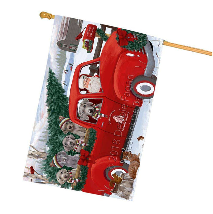 Christmas Santa Express Delivery Weimaraners Dog Family House Flag FLG55278
