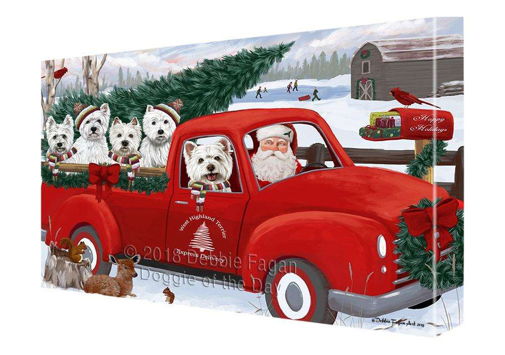 Christmas Santa Express Delivery West Highland Terriers Dog Family Canvas Print Wall Art Décor CVS113579
