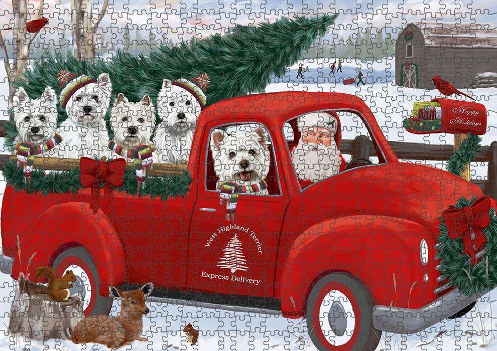 Christmas Santa Express Delivery West Highland Terriers Dog Family Puzzle with Photo Tin PUZL87480