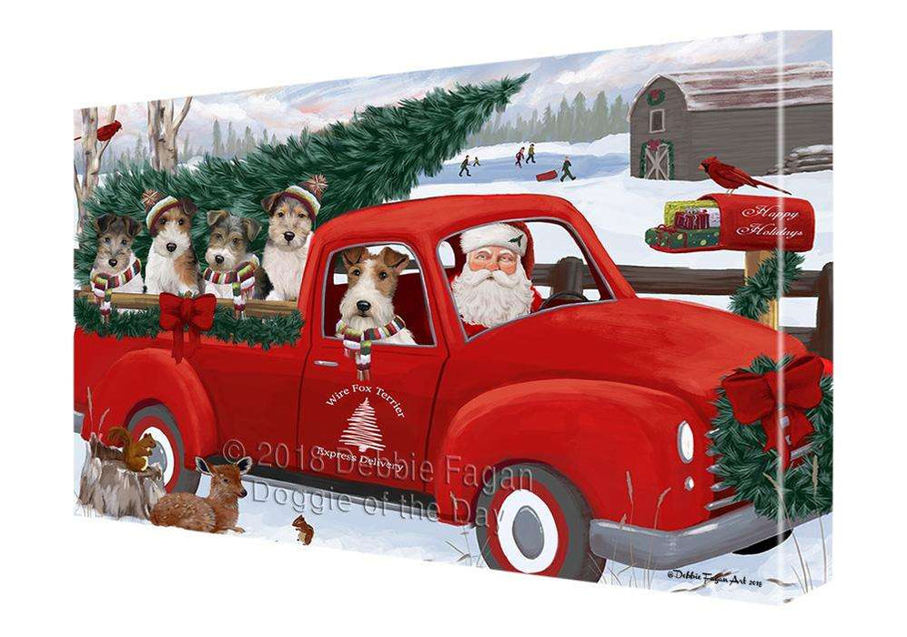 Christmas Santa Express Delivery Wire Fox Terriers Dog Family Canvas Print Wall Art Décor CVS113597