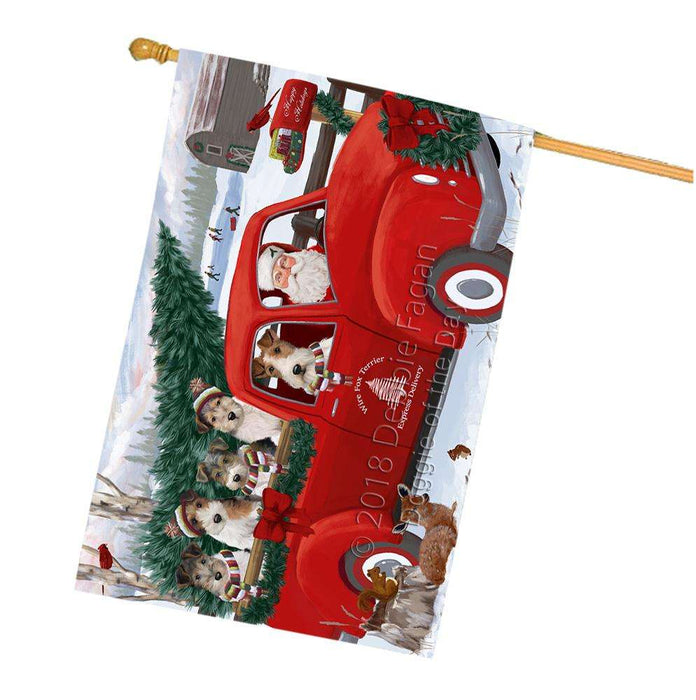 Christmas Santa Express Delivery Wire Fox Terriers Dog Family House Flag FLG55281