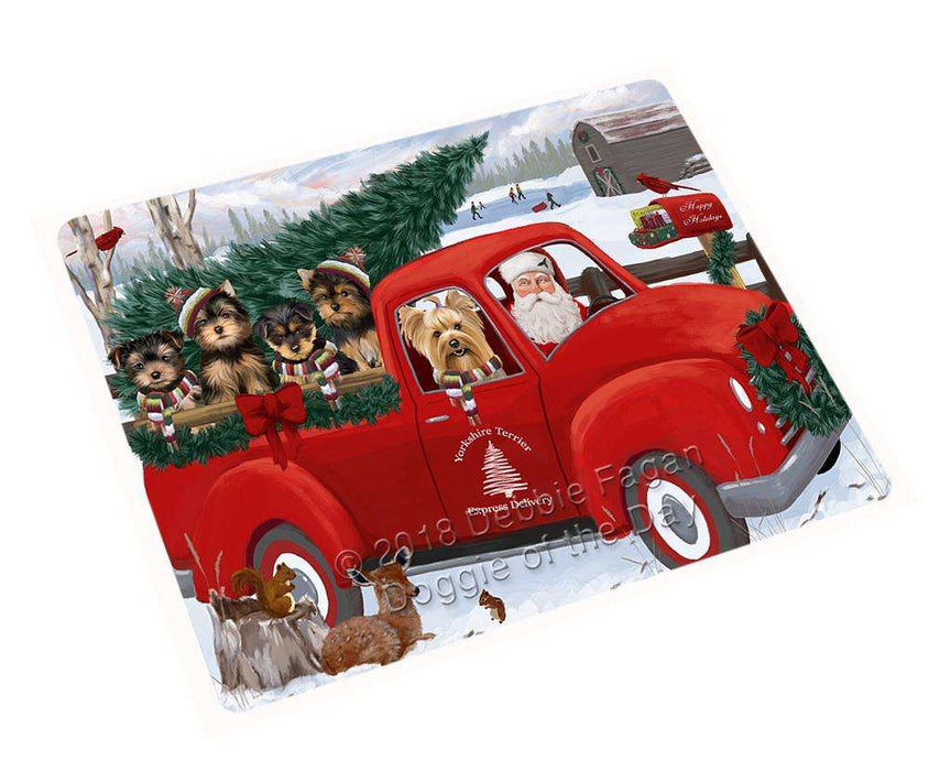 Christmas Santa Express Delivery Yorkshire Terriers Dog Family Cutting Board C69699