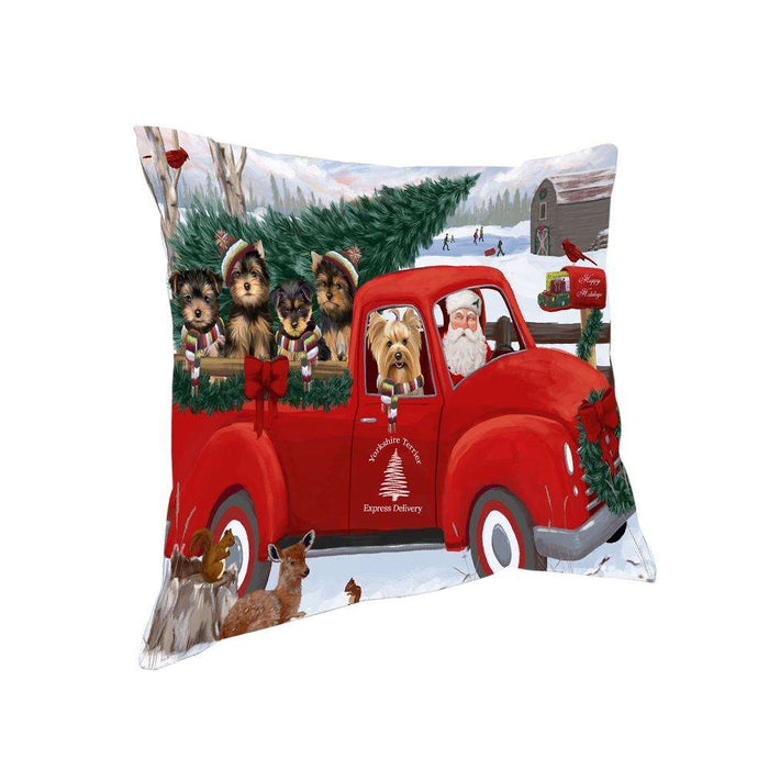 Christmas Santa Express Delivery Yorkshire Terriers Dog Family Pillow PIL76688