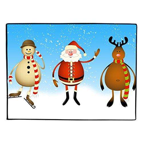 Christmas Santa, Snowman and Reindeer Floormat 18 x 24