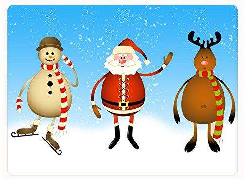 Christmas Santa, Snowman and Reindeer Tempered Cutting Board