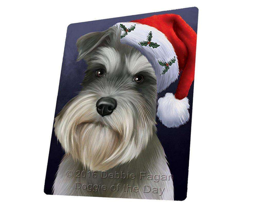 Christmas Schnauzers Dog Holiday Portrait with Santa Hat Tempered Cutting Board