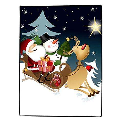 Christmas Sleigh Riding Santa, Snowman and Reinder Floormat 18 x 24