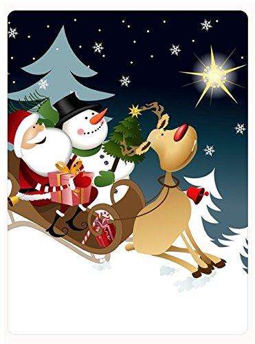 Christmas Sleigh Riding Santa, Snowman and Reinder Tempered Cutting Board