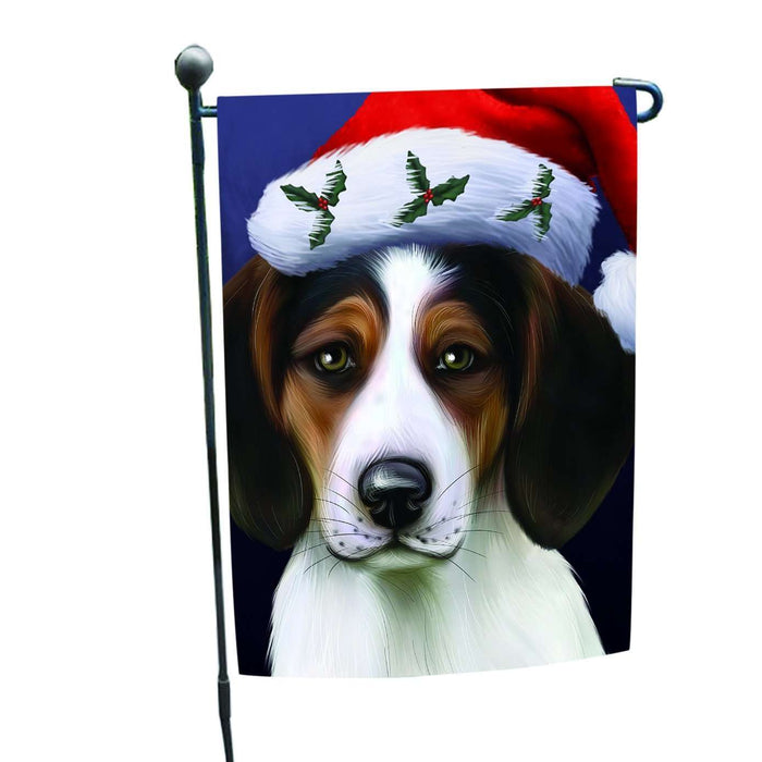 Christmas Treeing Walker Coonhound Dog Holiday Portrait with Santa Hat Garden Flag