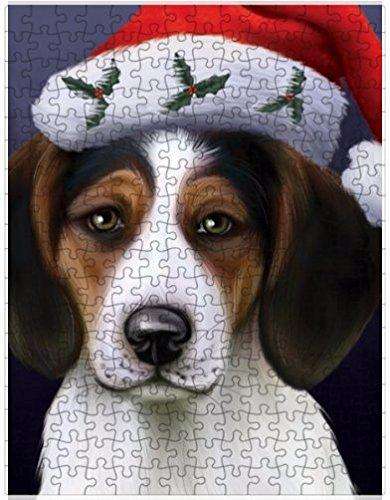 Christmas Treeing Walker Coonhound Dog Holiday Portrait with Santa Hat Puzzle with Photo Tin (300 pc.)