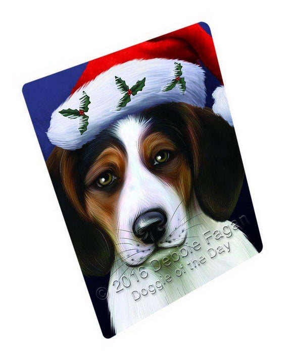 Christmas Treeing Walker Coonhound Dog Holiday Portrait with Santa Hat Tempered Cutting Board