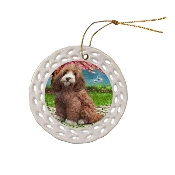 Cockapoo Dog Ceramic Doily Ornament DPOR52748
