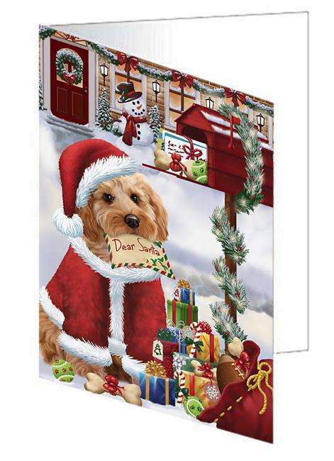 Cockapoo Dog Dear Santa Letter Christmas Holiday Mailbox Handmade Artwork Assorted Pets Greeting Cards and Note Cards with Envelopes for All Occasions and Holiday Seasons GCD64622