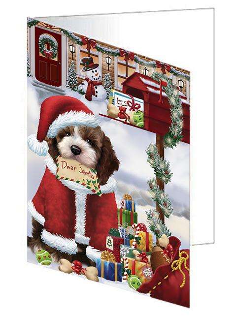 Cockapoo Dog Dear Santa Letter Christmas Holiday Mailbox Handmade Artwork Assorted Pets Greeting Cards and Note Cards with Envelopes for All Occasions and Holiday Seasons GCD64625
