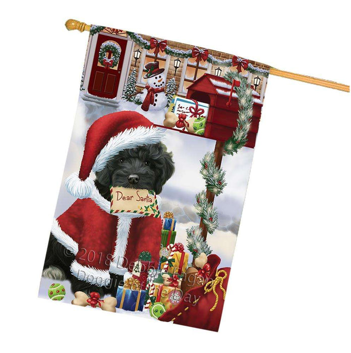 Cockapoo Dog Dear Santa Letter Christmas Holiday Mailbox House Flag FLG53727