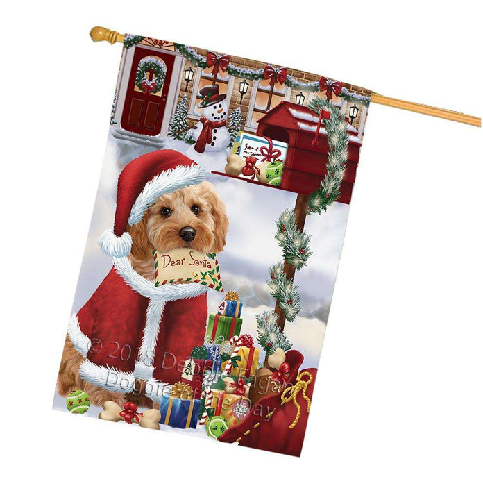 Cockapoo Dog Dear Santa Letter Christmas Holiday Mailbox House Flag FLG53729