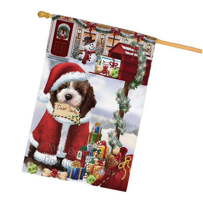 Cockapoo Dog Dear Santa Letter Christmas Holiday Mailbox House Flag FLG53730