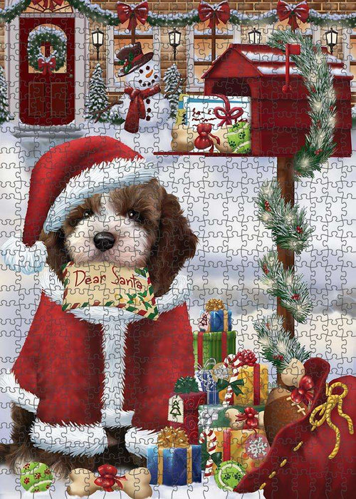 Cockapoo Dog Dear Santa Letter Christmas Holiday Mailbox Puzzle with Photo Tin PUZL81284