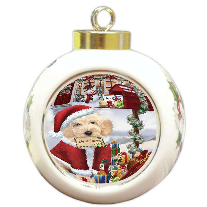 Cockapoo Dog Dear Santa Letter Christmas Holiday Mailbox Round Ball Christmas Ornament RBPOR53530