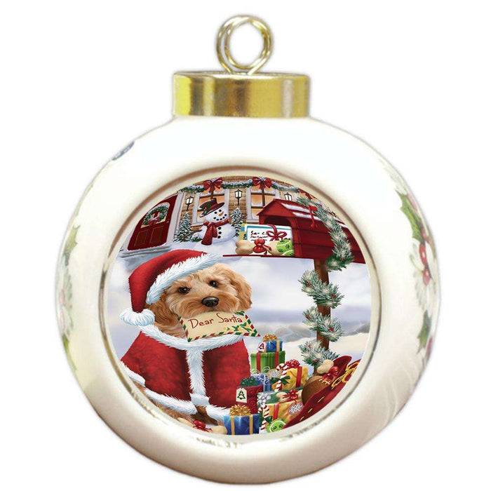 Cockapoo Dog Dear Santa Letter Christmas Holiday Mailbox Round Ball Christmas Ornament RBPOR53531