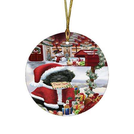 Cockapoo Dog Dear Santa Letter Christmas Holiday Mailbox Round Flat Christmas Ornament RFPOR53520