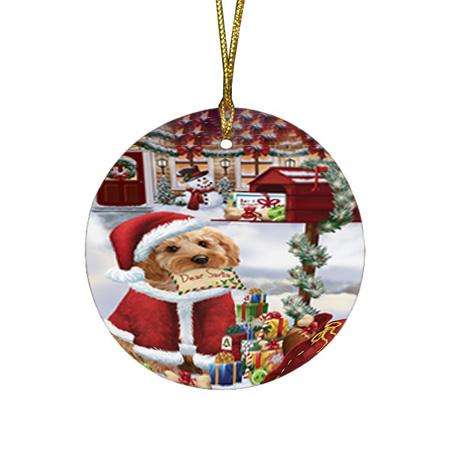 Cockapoo Dog Dear Santa Letter Christmas Holiday Mailbox Round Flat Christmas Ornament RFPOR53522
