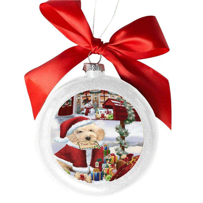Cockapoo Dog Dear Santa Letter Christmas Holiday Mailbox White Round Ball Christmas Ornament WBSOR49033