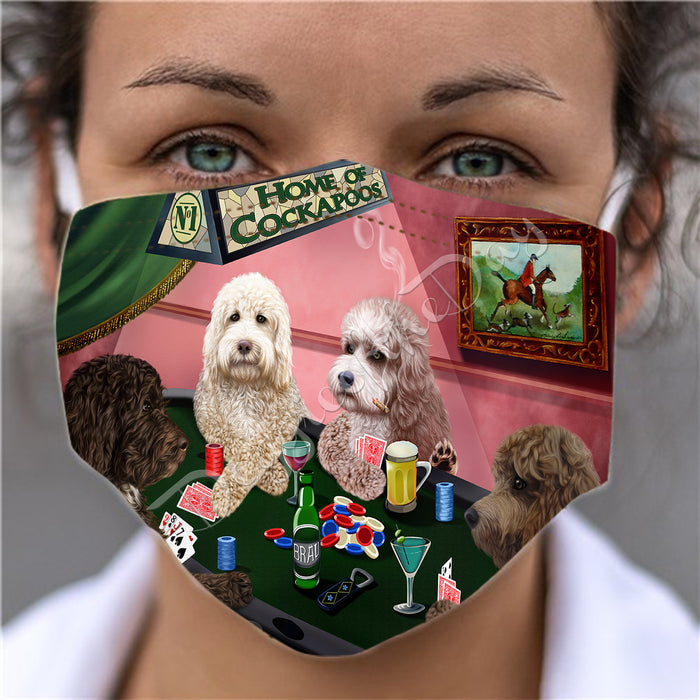 Home of Cockapoo Dogs Playing Poker Face Mask FM49783