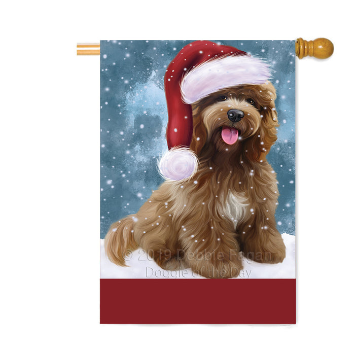 Personalized Let It Snow Happy Holidays Cockapoo Dog Custom House Flag FLG-DOTD-A62381