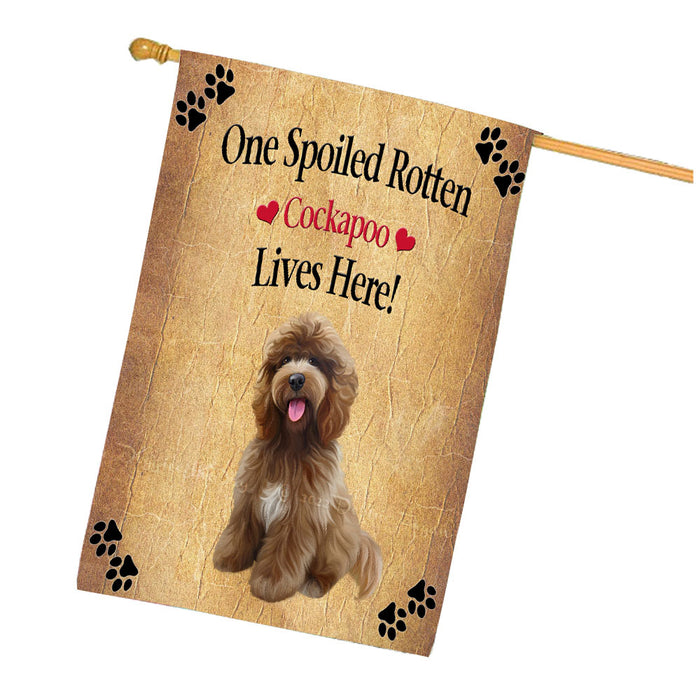 Spoiled Rotten Cockapoo Dog House Flag Outdoor Decorative Double Sided Pet Portrait Weather Resistant Premium Quality Animal Printed Home Decorative Flags 100% Polyester FLG68304