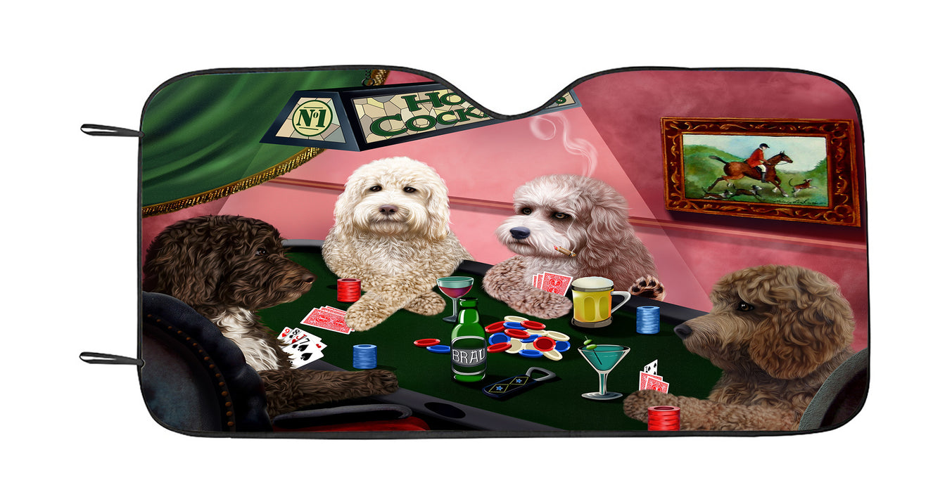 Home of  Cockapoo Dogs Playing Poker Car Sun Shade