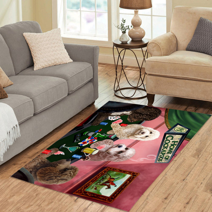 Home of  Cockapoo Dogs Playing Poker Area Rug