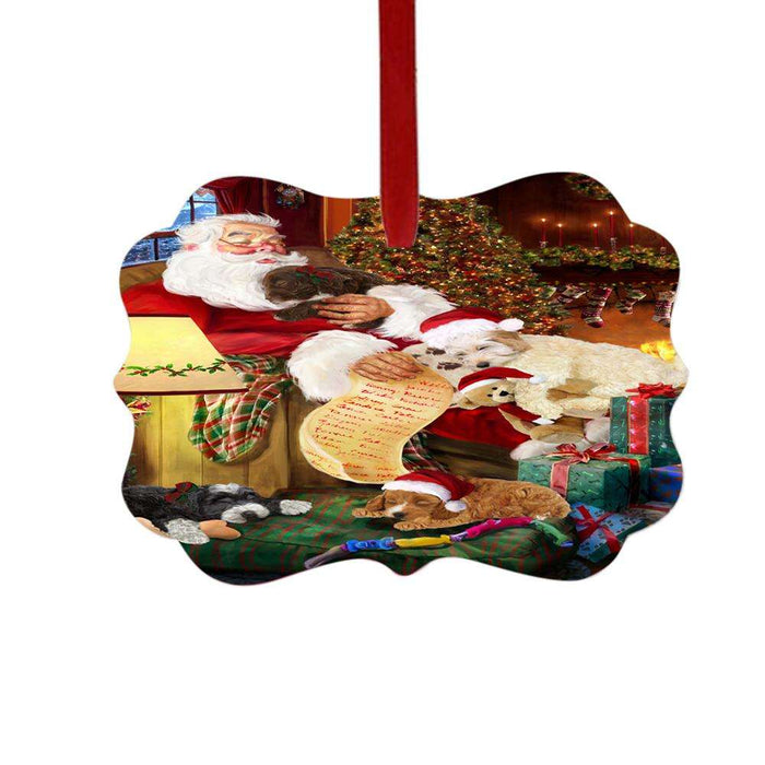 Cockapoos Dog and Puppies Sleeping with Santa Double-Sided Photo Benelux Christmas Ornament LOR49270