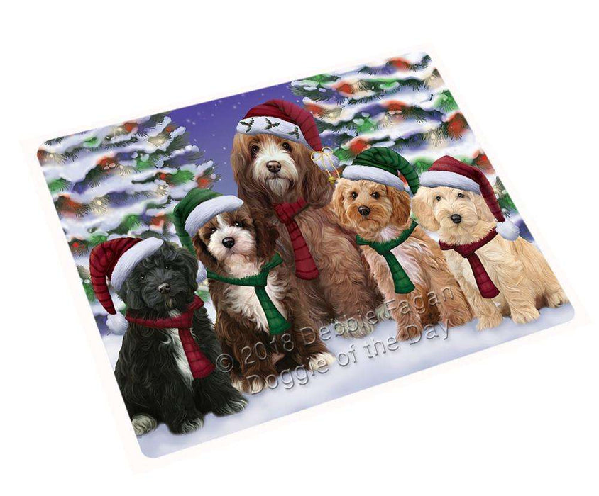 Cockapoos Dog Christmas Family Portrait in Holiday Scenic Background Cutting Board C62223