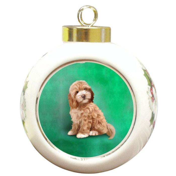 Cockapoos Dog Round Ceramic Christmas Ornament