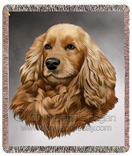 Cocker Spaniel Dog Art Portrait Print Woven Throw Blanket 54 X 38