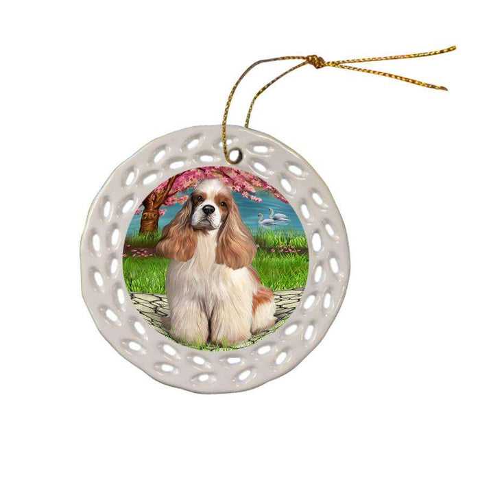 Cocker Spaniel Dog Ceramic Doily Ornament DPOR52749