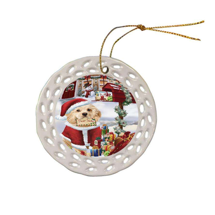 Cocker Spaniel Dog Dear Santa Letter Christmas Holiday Mailbox Ceramic Doily Ornament DPOR53534