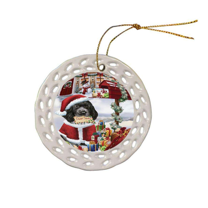 Cocker Spaniel Dog Dear Santa Letter Christmas Holiday Mailbox Ceramic Doily Ornament DPOR53536