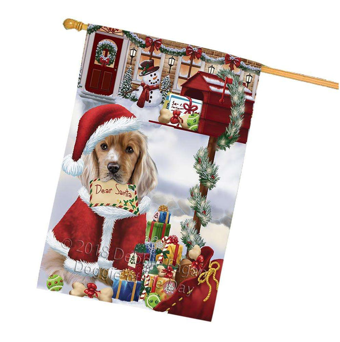 Cocker Spaniel Dog Dear Santa Letter Christmas Holiday Mailbox House Flag FLG53731