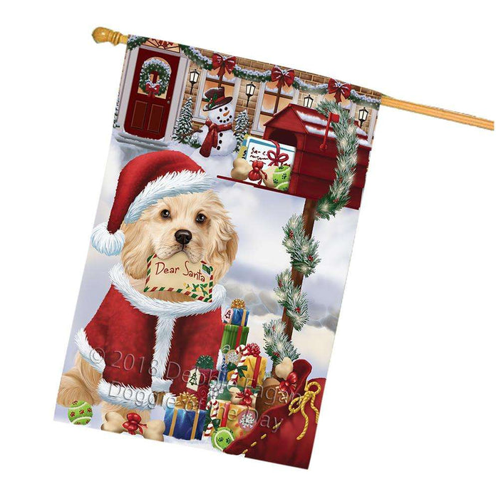 Cocker Spaniel Dog Dear Santa Letter Christmas Holiday Mailbox House Flag FLG53732