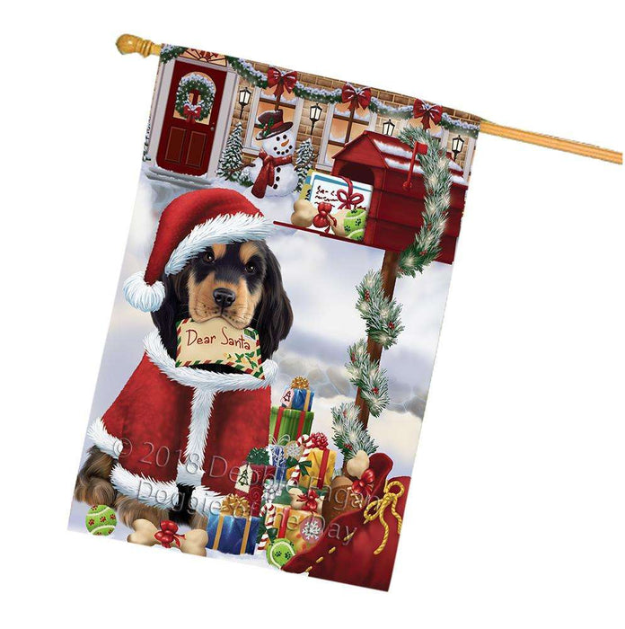 Cocker Spaniel Dog Dear Santa Letter Christmas Holiday Mailbox House Flag FLG53733