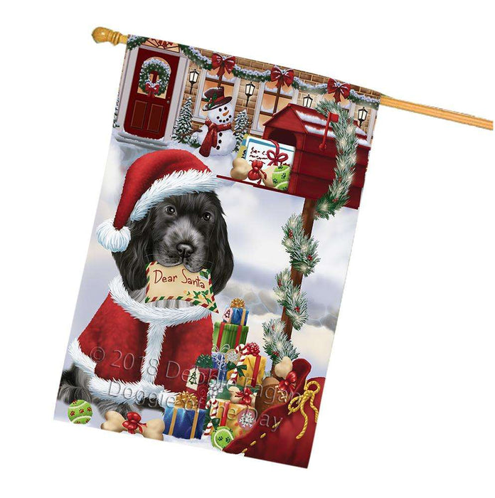 Cocker Spaniel Dog Dear Santa Letter Christmas Holiday Mailbox House Flag FLG53734