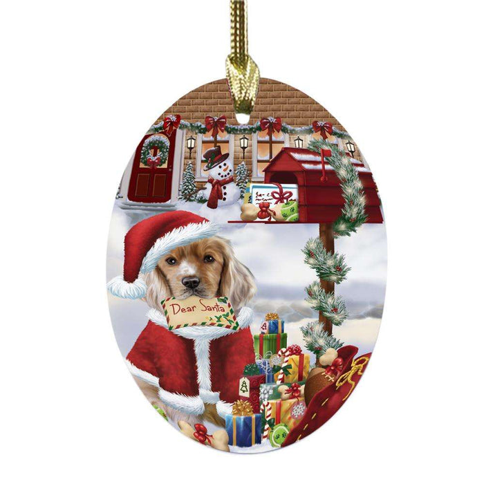 Cocker Spaniel Dog Dear Santa Letter Christmas Holiday Mailbox Oval Glass Christmas Ornament OGOR49036