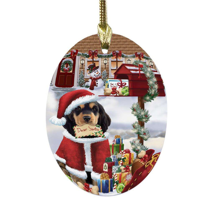 Cocker Spaniel Dog Dear Santa Letter Christmas Holiday Mailbox Oval Glass Christmas Ornament OGOR49038